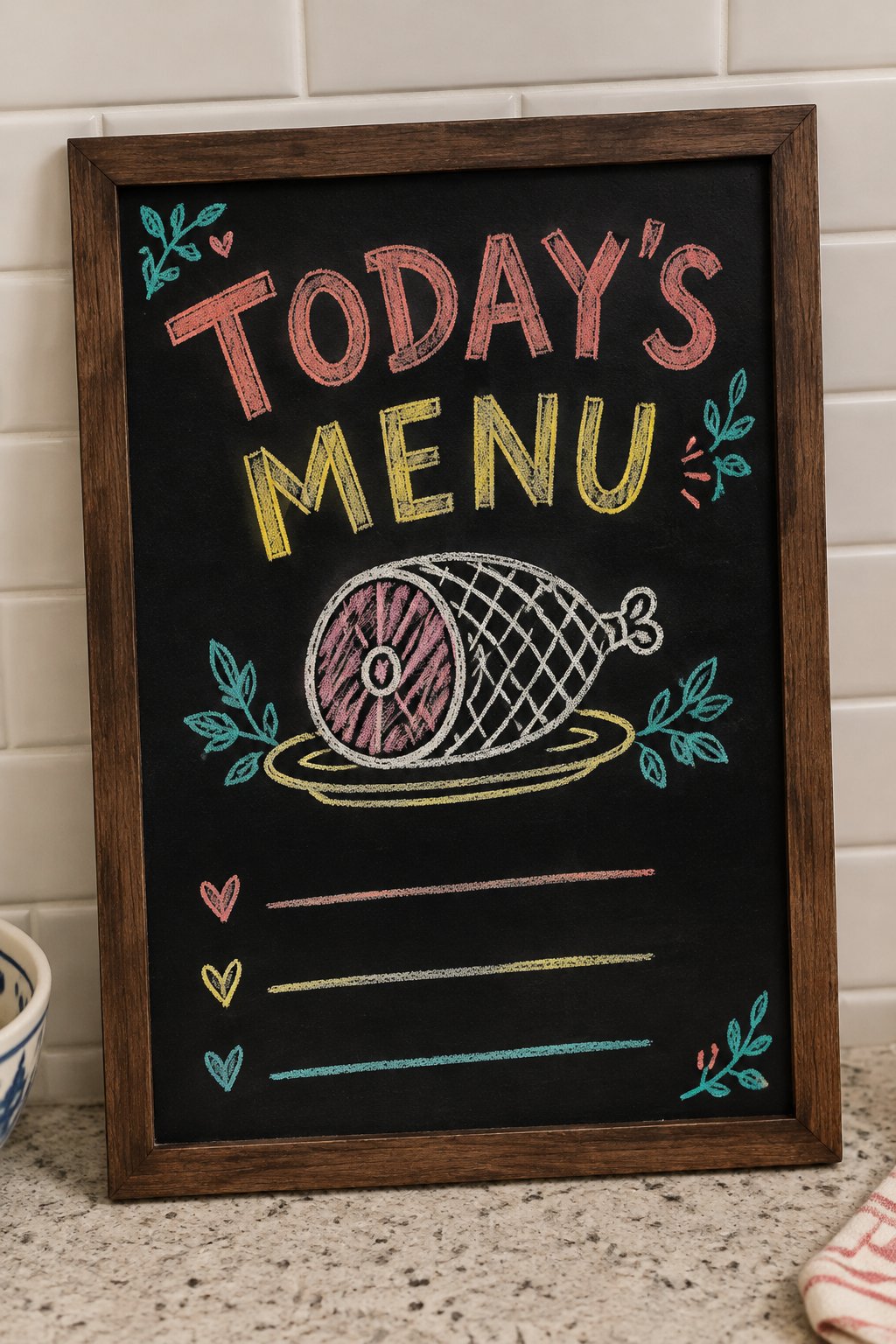 Easter Dinner: a hand-drawn spring chalkboard sign reading "TODAY'S MENU".