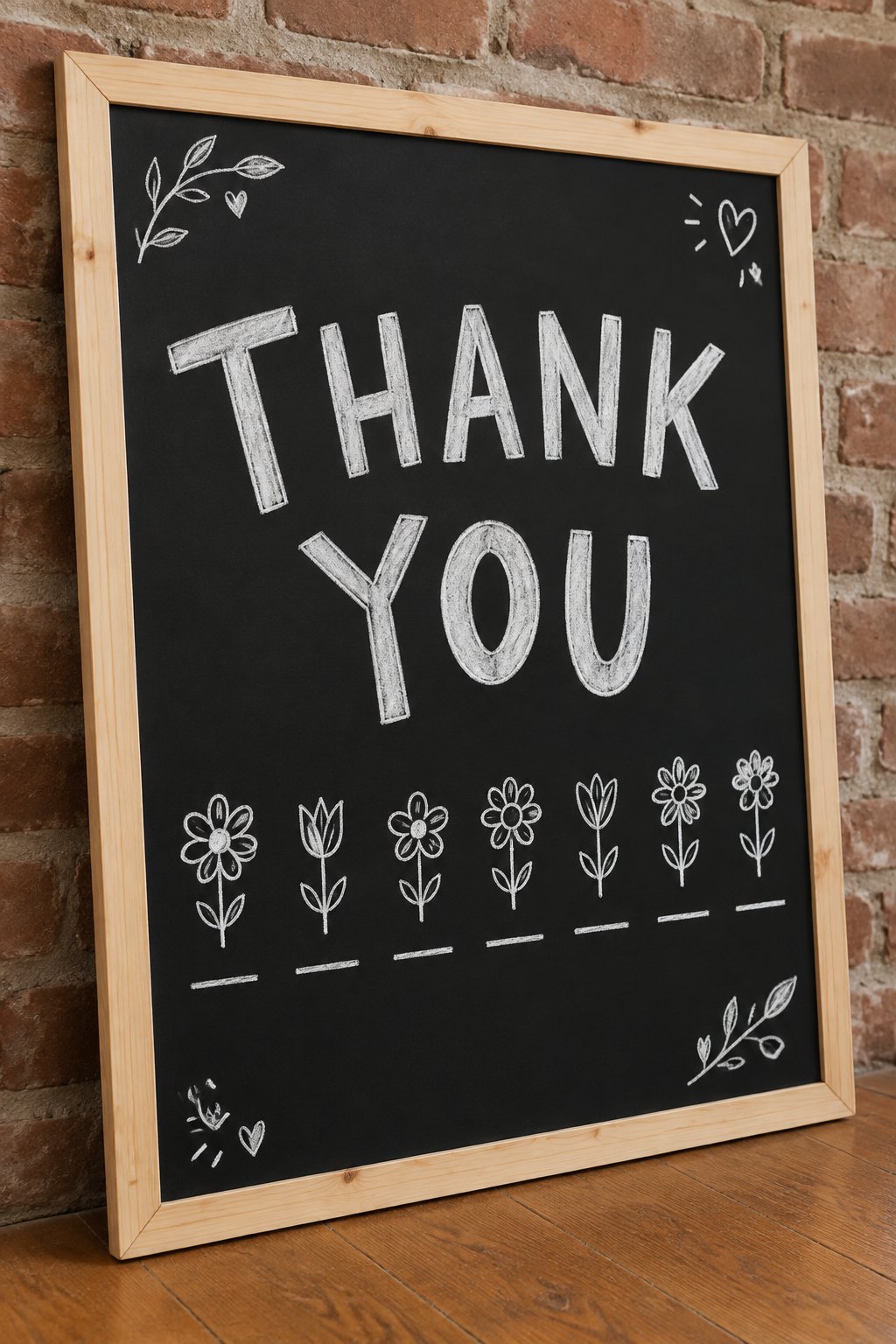 Gratitude Days: a hand-drawn winter chalkboard sign reading "THANK YOU".